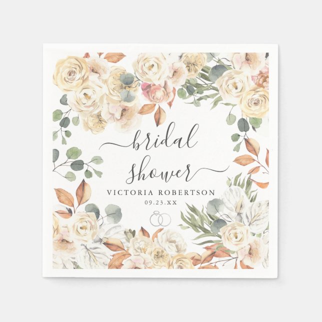 Serviette En Papier Fête de mariage champêtre fleurie personnalisée (Devant)
