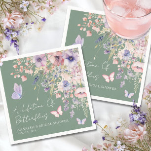 Serviette En Papier Fête de mariage champêtre papillon