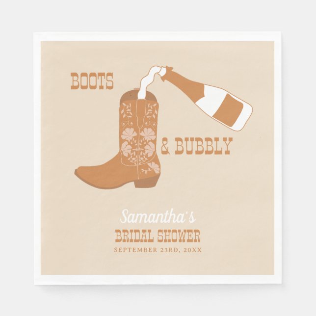Serviette En Papier Fête de mariage champêtre rustique avec des bottes (Devant)