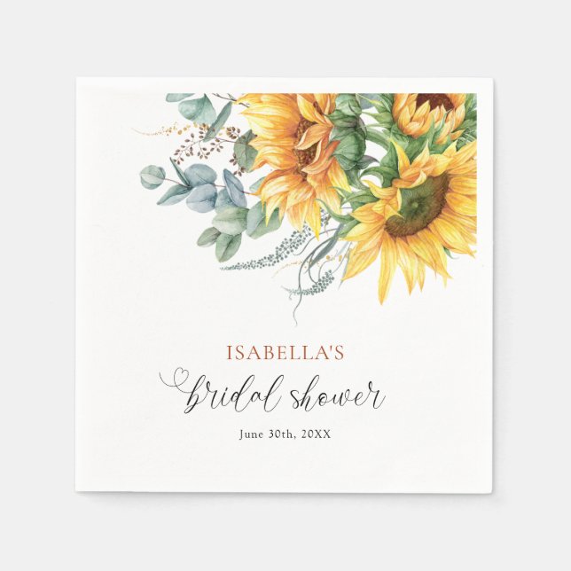 Serviette En Papier Fête de mariage champêtre tournesol (Devant)