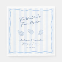 Fête de mariage de douche de huîtres bleue et blan