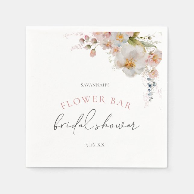 Serviette En Papier Fête de mariage élégante avec fleurs roses (Devant)
