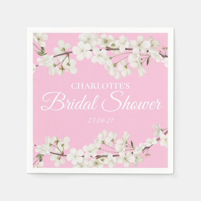 Serviette En Papier Fête de mariage floral à fleurs blanches (Devant)