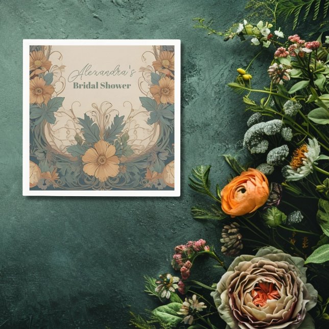 Serviette En Papier Fête de mariage floral Art nouveau élégant (Créateur téléchargé)