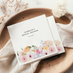 Serviette En Papier Fête de mariage florale pastel colorée