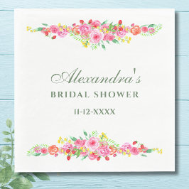 Serviette En Papier Fête de mariage Florale Rose aux Pivoines