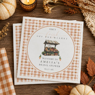 Serviette En Papier Fête de Mariage Gingham Automnal Frais du Marché