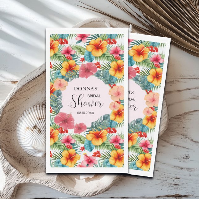Serviette En Papier Fête de mariage hawaïenne aux fleurs exotiques (Créateur téléchargé)