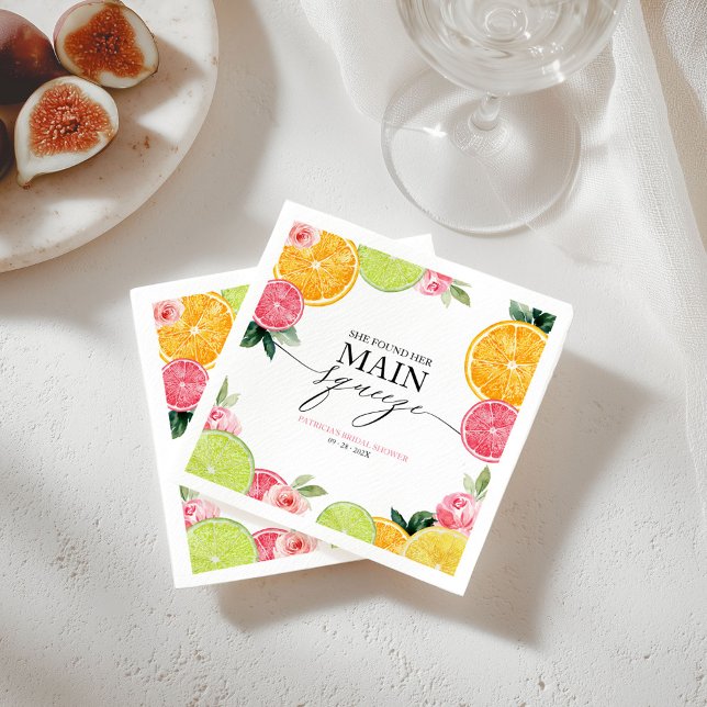 Serviette En Papier Fête de mariage Main Squeeze Citrus Floral (Créateur téléchargé)