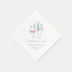 Serviette En Papier Fête de mariage rétro bulles Champagne