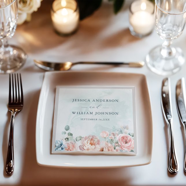 Serviette En Papier Fête de mariage Rose moderne et tendance (Créateur téléchargé)