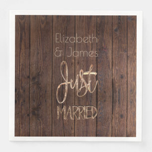 Serviette En Papier Fête de Mariage Rustique Pays Brown Juste Marié