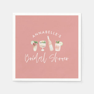 Serviette En Papier Fête de mariage script cocktail moderne rose girly