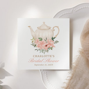 Serviette En Papier Fête de mariage thème thé floral rose