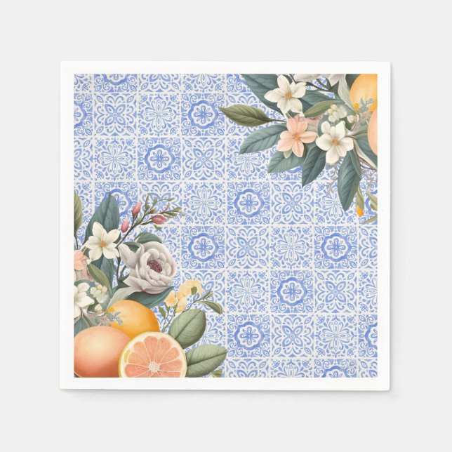 Serviette En Papier Fête de mariage tuile méditerranéenne (Devant)