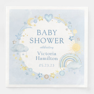 Serviette En Papier Fête de naissance arc-en-ciel aquarelle garçon