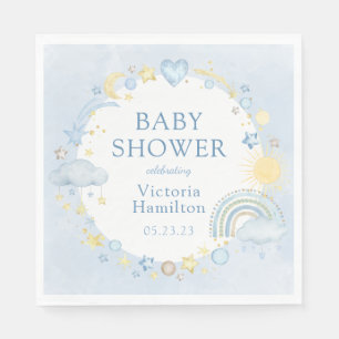 Serviette En Papier Fête de naissance arc-en-ciel aquarelle garçon