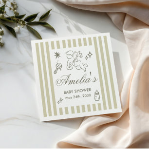 Serviette En Papier Fête de naissance Bébé Cupidon doodle neutre en ge