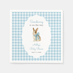 Serviette En Papier Fête de naissance de bébé garçon lapin en vichy bl