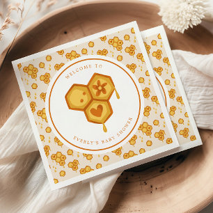 Serviette En Papier Fête de Naissance en Nid d'Abeille Miel Abeille Mi