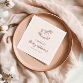 Serviette En Papier Fête de naissance fille Carrousel Rose Pastel