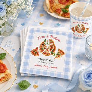 Serviette En Papier Fête de naissance garçon Pizza et Tétines à carrea