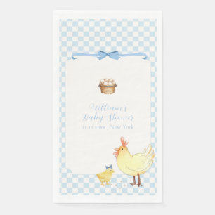 Serviette En Papier Fête de naissance Little Chick Boy en Vichy Bleu