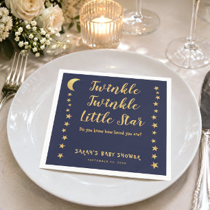 Serviette En Papier Fête de Naissance Navy Blue Gold Twinkle Little St