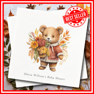 Serviette En Papier Fête de naissance Ourson Petite Citrouille Florale