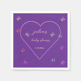 Serviette En Papier Fête de naissance Papillon Cœur Rose fille 