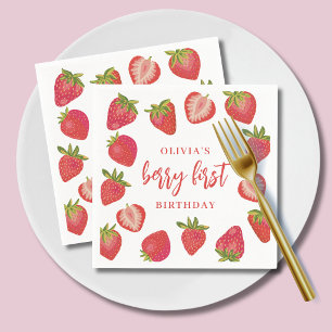 Serviette En Papier Fête de naissance personnalisée pour filles Strawb