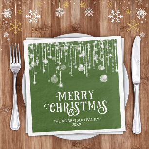 Serviette En Papier Fête de Noël à cordes vertes