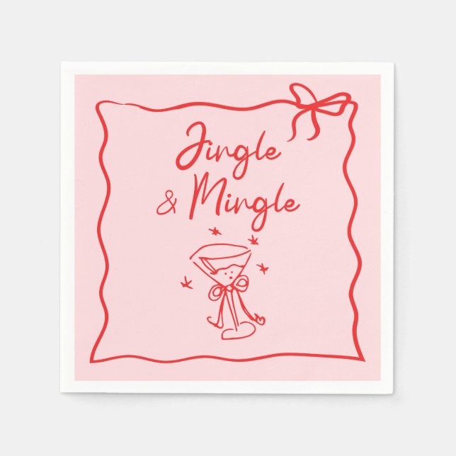 Serviette En Papier Fête de Noël à main Jingle et Mingle (Devant)