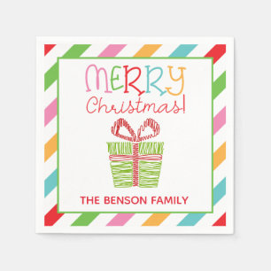 Serviette En Papier Fête de Noël aux griffes colorées