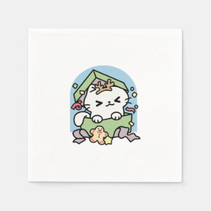 Serviette En Papier Fête de Noël avec Purr-ty Time Cat
