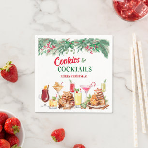 Serviette En Papier Fête de Noël : biscuits et cocktails