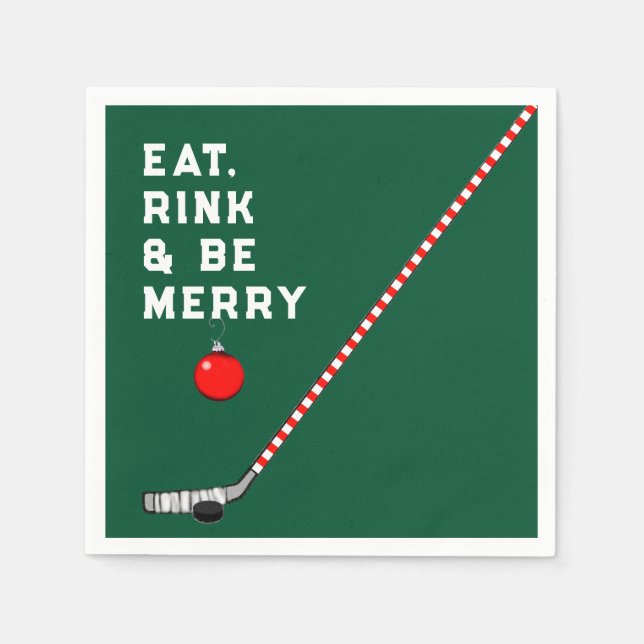 Serviette En Papier Fête de Noël de Hockey (Devant)