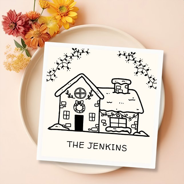 Serviette En Papier Fête de Noël de la maison de pain d'épices (Créateur téléchargé)