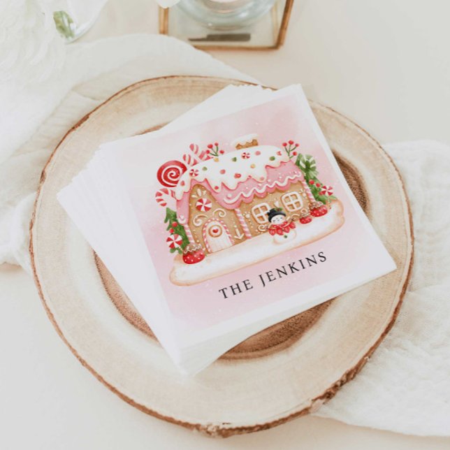 Serviette En Papier Fête de Noël de la maison de pain d'épices (Personalized Gingerbread House Christmas party napkins
)