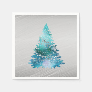 Serviette En Papier Fête de Noël de la Parties scintillant Turquoise e