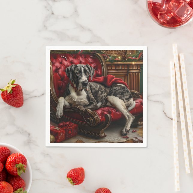 Serviette En Papier Fête de Noël du chien Danse (En situation)