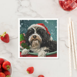 Serviette En Papier Fête de Noël du chien tibétain Terrier