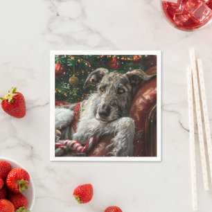 Serviette En Papier Fête de Noël du loup Hound Dog
