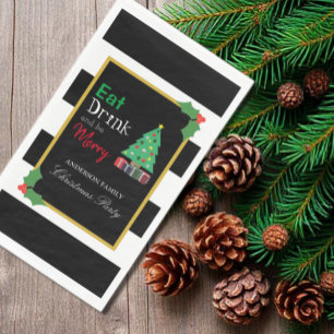 Serviette En Papier Fête de Noël Manger Boire et être Joyeux