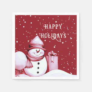 Serviette En Papier Fête de Noël Red Snowman