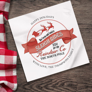 Serviette En Papier Fête de Noël Rouge et Blanc Personnalisé