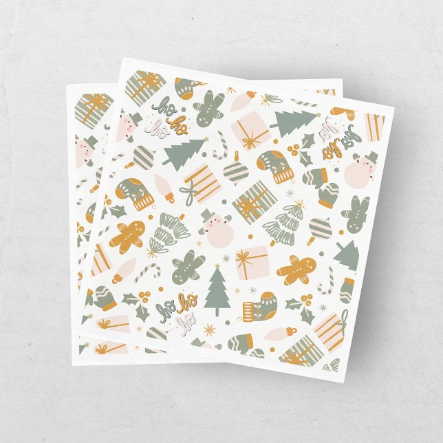 Serviette En Papier Fête de Noël Verte et Dorée (Créateur téléchargé)