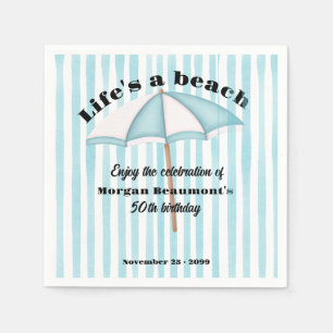 Serviette En Papier Fête de plage estivale moderne rayée 50e anniversa