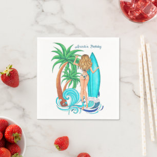 Serviette En Papier Fête de plage surf d'été