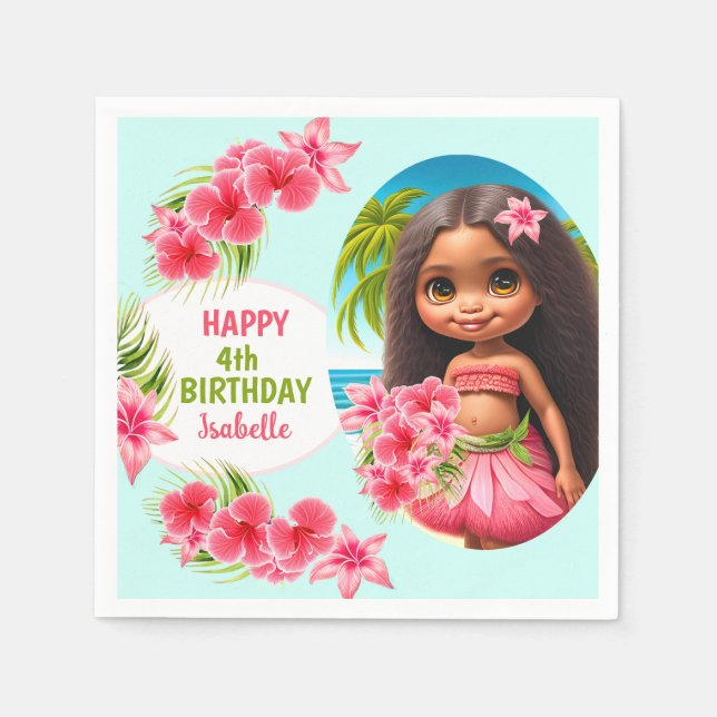 Serviette En Papier Fête de plage tropicale de Luau (Devant)
